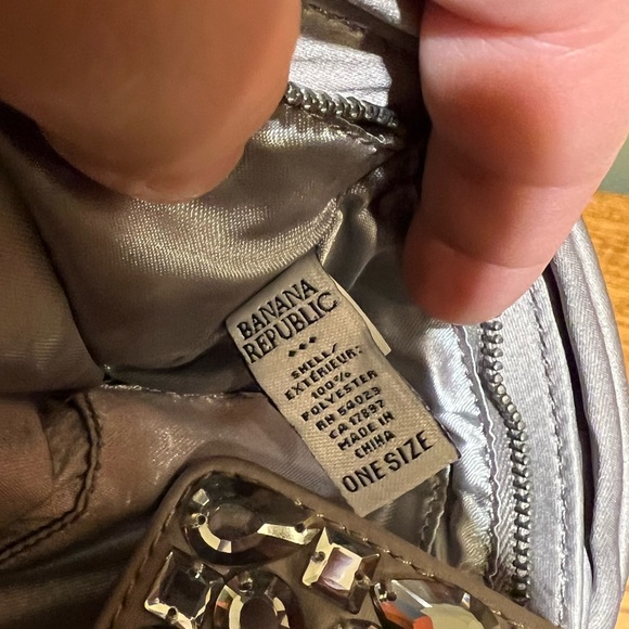 Grey/Silver Satin Evening Bag w/Bling - Picture 6 of 9